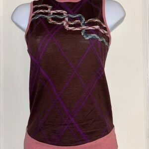 Custo Barcelona Sleeveless Knit Top Multicolor Graphic Detail Size T/Small